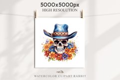 Floral Skeleton Cowboy Halloween Clipart PNG Scrapbooking Fairy Tale Art Image Watercolor Transparent Print illustration sublimation creepy printable digital watercolor Floral Skeleton Skull, spooky clipart, cowboy, Creepy halloween decoration art image