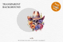 Floral Skeleton Cowboy Halloween Clipart PNG Scrapbooking Fairy Tale Art Image Watercolor Transparent Print illustration sublimation creepy printable digital watercolor Floral Skeleton Skull, spooky clipart, cowboy, Creepy halloween decoration art image