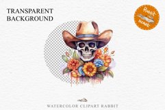 Floral Skeleton Cowboy Halloween Clipart PNG Scrapbooking Fairy Tale Art Image Watercolor Transparent Print illustration sublimation creepy printable digital watercolor Floral Skeleton Skull, spooky clipart, cowboy, Creepy halloween decoration art image