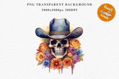 Floral Skeleton Cowboy Halloween Clipart PNG Scrapbooking Fairy Tale Art Image Watercolor Transparent Print illustration sublimation creepy printable digital watercolor Floral Skeleton Skull, spooky clipart, cowboy, Creepy halloween decoration art image