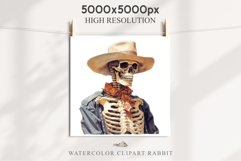 Floral Skeleton Cowboy Halloween Clipart PNG Scrapbooking Fairy Tale Art Image Watercolor Transparent Print illustration sublimation creepy printable digital