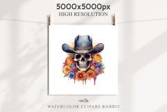 Floral Skeleton Cowboy Halloween Clipart PNG Scrapbooking Fairy Tale Art Image Watercolor Transparent Print illustration sublimation creepy printable digital watercolor Floral Skeleton Skull, spooky clipart, cowboy, Creepy halloween decoration art image