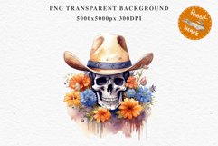 Floral Skeleton Cowboy Halloween Clipart PNG Scrapbooking Fairy Tale Art Image Watercolor Transparent Print illustration sublimation creepy printable digital watercolor Floral Skeleton Skull, spooky clipart, cowboy, Creepy halloween decoration art image