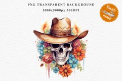 Floral Skeleton Cowboy Halloween Clipart PNG Scrapbooking Fairy Tale Art Image Watercolor Transparent Print illustration sublimation creepy printable digital watercolor Floral Skeleton Skull, spooky clipart, cowboy, Creepy halloween decoration art image