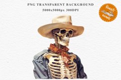 Floral Skeleton Cowboy Halloween Clipart PNG Scrapbooking Fairy Tale Art Image Watercolor Transparent Print illustration sublimation creepy printable digital watercolor Floral Skeleton Skull, spooky clipart, cowboy, Creepy halloween decoration art image