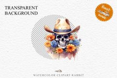 Floral Skeleton Cowboy Halloween Clipart PNG Scrapbooking Fairy Tale Art Image Watercolor Transparent Print illustration sublimation creepy printable digital watercolor Floral Skeleton Skull, spooky clipart, cowboy, Creepy halloween decoration art image