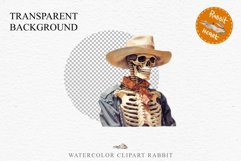 Floral Skeleton Cowboy Halloween Clipart PNG Scrapbooking Fairy Tale Art Image Watercolor Transparent Print illustration sublimation creepy printable digital