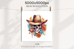Floral Skeleton Cowboy Halloween Clipart PNG Scrapbooking Fairy Tale Art Image Watercolor Transparent Print illustration sublimation creepy printable digital watercolor Floral Skeleton Skull, spooky clipart, cowboy, Creepy halloween decoration art image