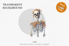 Floral Skeleton Cowboy Halloween Clipart PNG Scrapbooking Fairy Tale Art Image Watercolor Transparent Print illustration sublimation creepy printable digital watercolor Floral Skeleton Skull, spooky clipart, cowboy, Creepy halloween decoration art image