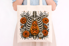 Floral Skeleton Pumpkin Rhinestone PNG Design Product Image 4