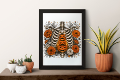Floral Skeleton Pumpkin Rhinestone PNG Design Product Image 7