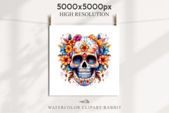 Floral Skeleton Skull Halloween Creepy Clipart PNG Scrapbook Fairy Tale Art Image Watercolor Transparent Print illustration sublimation creepy printable digital watercolor Floral Skeleton Skull, spooky clipart, nursery, Creepy halloween decoration art ima