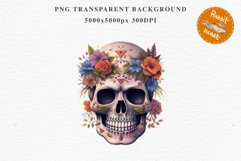 Floral Skeleton Skull Halloween Creepy Clipart PNG Scrapbook Fairy Tale Art Image Watercolor Transparent Print illustration sublimation creepy printable digital