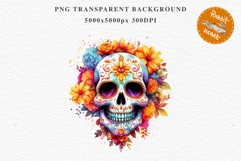 Floral Skeleton Skull Halloween Creepy Clipart PNG Scrapbook Fairy Tale Art Image Watercolor Transparent Print illustration sublimation creepy printable digital watercolor Floral Skeleton Skull, spooky clipart, nursery, Creepy halloween decoration art ima