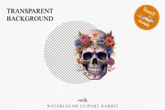 Floral Skeleton Skull Halloween Creepy Clipart PNG Scrapbook Fairy Tale Art Image Watercolor Transparent Print illustration sublimation creepy printable digital