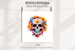 Floral Skeleton Skull Halloween Creepy Clipart PNG Scrapbook Fairy Tale Art Image Watercolor Transparent Print illustration sublimation creepy printable digital watercolor Floral Skeleton Skull, spooky clipart, nursery, Creepy halloween decoration art ima