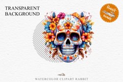 Floral Skeleton Skull Halloween Creepy Clipart PNG Scrapbook Fairy Tale Art Image Watercolor Transparent Print illustration sublimation creepy printable digital watercolor Floral Skeleton Skull, spooky clipart, nursery, Creepy halloween decoration art ima