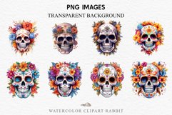 watercolor Floral Skeleton Skull, spooky clipart, nursery, Creepy halloween decoration art Floral Skeleton Skull Halloween Creepy Clipart PNG Scrapbook Fairy Tale Art Image Watercolor Transparent Print illustration sublimation creepy printable digital