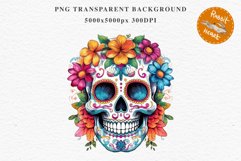 Floral Skeleton Skull Halloween Creepy Clipart PNG Scrapbook Fairy Tale Art Image Watercolor Transparent Print illustration sublimation creepy printable digital watercolor Floral Skeleton Skull, spooky clipart, nursery, Creepy halloween decoration art ima