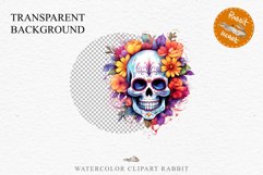 Floral Skeleton Skull Halloween Creepy Clipart PNG Scrapbook Fairy Tale Art Image Watercolor Transparent Print illustration sublimation creepy printable digital watercolor Floral Skeleton Skull, spooky clipart, nursery, Creepy halloween decoration art ima