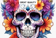 watercolor Floral Skeleton Skull, spooky clipart, nursery, Creepy halloween decoration art Floral Skeleton Skull Halloween Creepy Clipart PNG Scrapbook Fairy Tale Art Image Watercolor Transparent Print illustration sublimation creepy printable digital