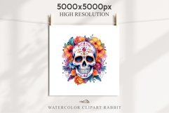 Floral Skeleton Skull Halloween Creepy Clipart PNG Scrapbook Fairy Tale Art Image Watercolor Transparent Print illustration sublimation creepy printable digital watercolor Floral Skeleton Skull, spooky clipart, nursery, Creepy halloween decoration art ima