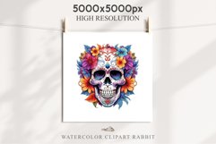 Floral Skeleton Skull Halloween Creepy Clipart PNG Scrapbook Fairy Tale Art Image Watercolor Transparent Print illustration sublimation creepy printable digital watercolor Floral Skeleton Skull, spooky clipart, nursery, Creepy halloween decoration art ima