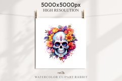 Floral Skeleton Skull Halloween Creepy Clipart PNG Scrapbook Fairy Tale Art Image Watercolor Transparent Print illustration sublimation creepy printable digital watercolor Floral Skeleton Skull, spooky clipart, nursery, Creepy halloween decoration art ima
