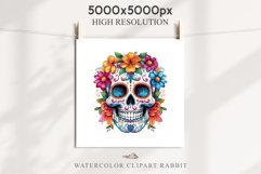 Floral Skeleton Skull Halloween Creepy Clipart PNG Scrapbook Fairy Tale Art Image Watercolor Transparent Print illustration sublimation creepy printable digital watercolor Floral Skeleton Skull, spooky clipart, nursery, Creepy halloween decoration art ima