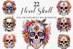 watercolor Floral Skeleton Skull, spooky clipart, nursery, Creepy halloween decoration art Floral Skeleton Skull Halloween Creepy Clipart PNG Scrapbook Fairy Tale Art Image Watercolor Transparent Print illustration sublimation creepy printable digital