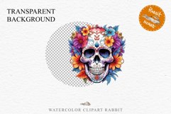 Floral Skeleton Skull Halloween Creepy Clipart PNG Scrapbook Fairy Tale Art Image Watercolor Transparent Print illustration sublimation creepy printable digital watercolor Floral Skeleton Skull, spooky clipart, nursery, Creepy halloween decoration art ima