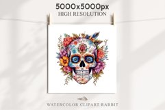watercolor Floral Skeleton Skull, spooky clipart, nursery, Creepy halloween decoration art Floral Skeleton Skull Halloween Creepy Clipart PNG Scrapbook Fairy Tale Art Image Watercolor Transparent Print illustration sublimation creepy printable digital