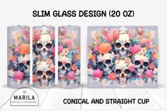 Floral Skull Skinny Tumbler sublimation designs #5 Product Image 1