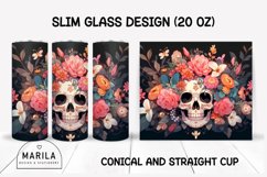 Floral Skull Skinny Tumbler sublimation designs #6 Product Image 1