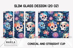 Floral Skull Skinny Tumbler sublimation designs #7 Product Image 1