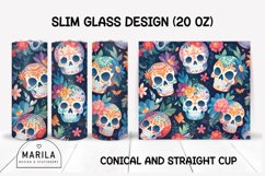 Floral Skull Skinny Tumbler sublimation designs #8 Product Image 1