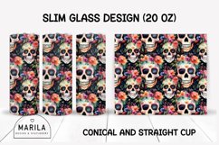 Floral Skull Skinny Tumbler sublimation designs #1 Product Image 1