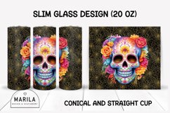 Floral Skull Skinny Tumbler sublimation designs #14 Product Image 1