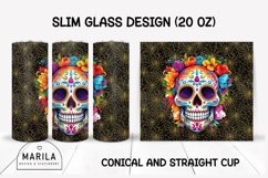 Floral Skull Skinny Tumbler sublimation designs #17 Product Image 1