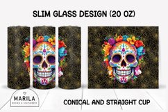 Floral Skull Skinny Tumbler sublimation designs #17 Product Image 1