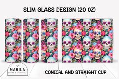 Floral Skull Skinny Tumbler sublimation designs #2 Product Image 1