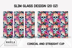 Floral Skull Skinny Tumbler sublimation designs #3 Product Image 1