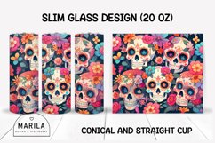 Floral Skull Skinny Tumbler sublimation designs #4 Product Image 1