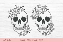 Floral Skull svg - Flower Woman Skull svg Halloween svg png Product Image 1