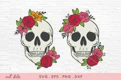 Floral Skull svg - Flower Woman Skull svg Halloween svg png Product Image 2