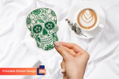 Floral Skull Sticker, Floral Skull Vinyl Sticker Product Image 1