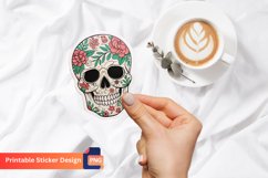 Floral Skull Sticker, Floral Skull Vinyl Sticker Product Image 1
