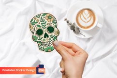 Floral Skull Sticker, Floral Skull Vinyl Sticker Product Image 1