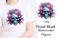 Floral Skull Watercolor Clipart Product Image 1