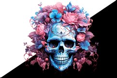 Floral Skull Watercolor Clipart Product Image 2